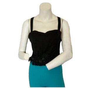Black Tank Top with Fringe - 100% Polyester